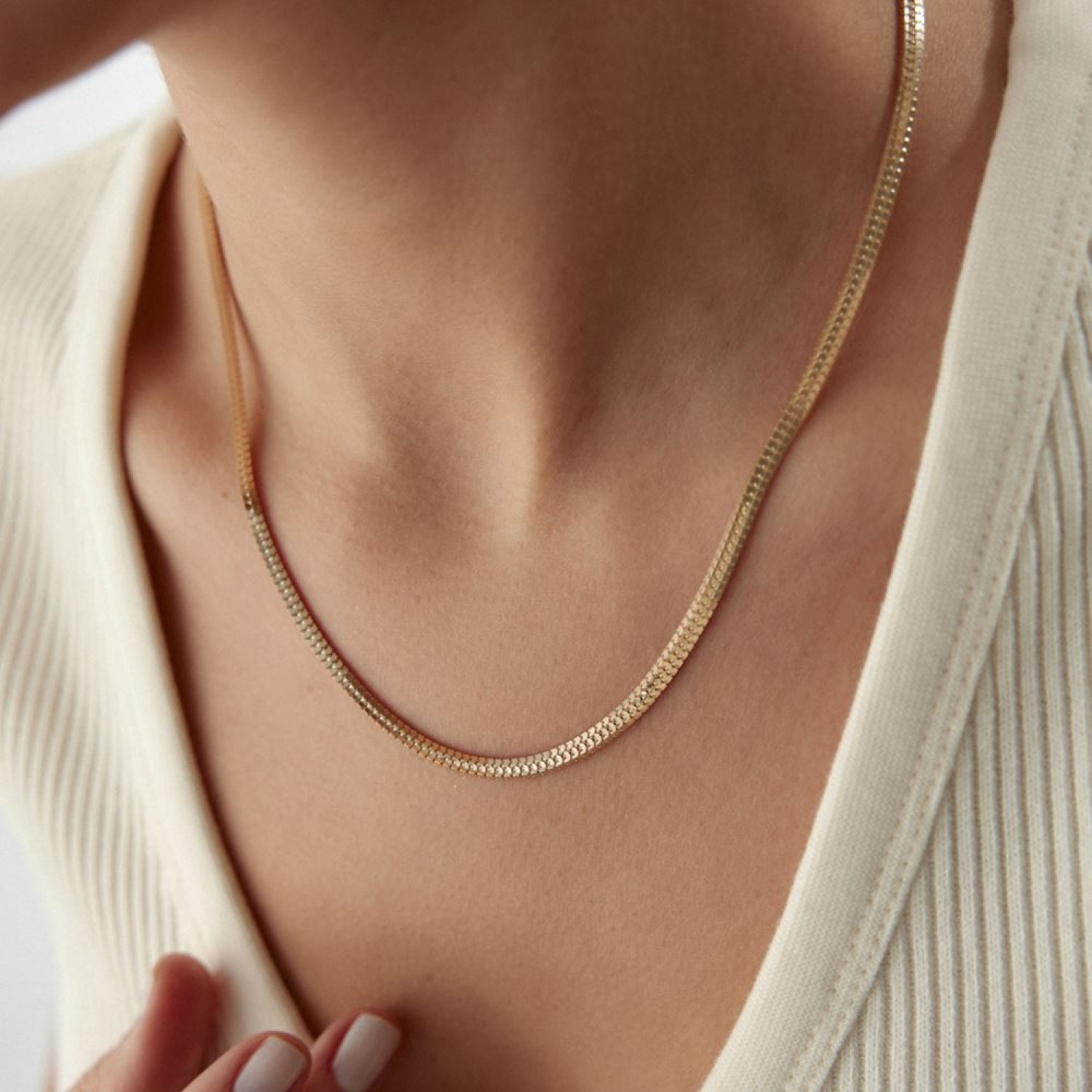 İtalyan Üç Sıralı Kolye 53 Cm