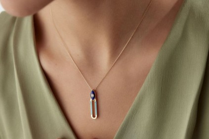 Mineli Göz Taşlı Kolye