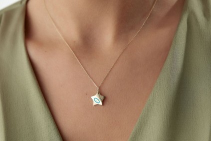 Mineli Yıldız Tasarım Kolye