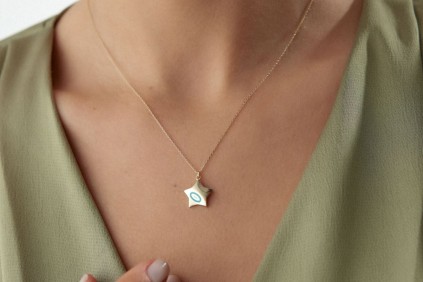 Mineli Yıldız Tasarım Kolye