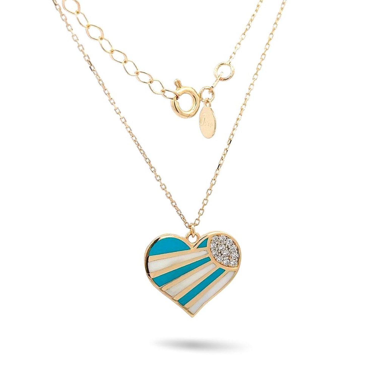 Kalp Mineli Taşlı Kolye