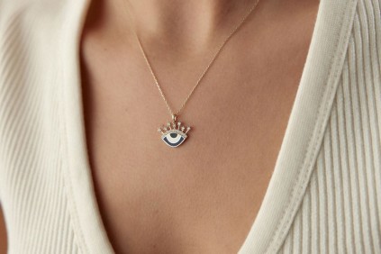 Mavi Mineli Göz Kolye