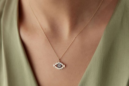 Göz Mavi Taşlı Kolye