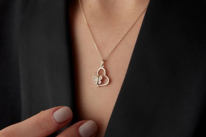 Kalp Kelebek Kolye
